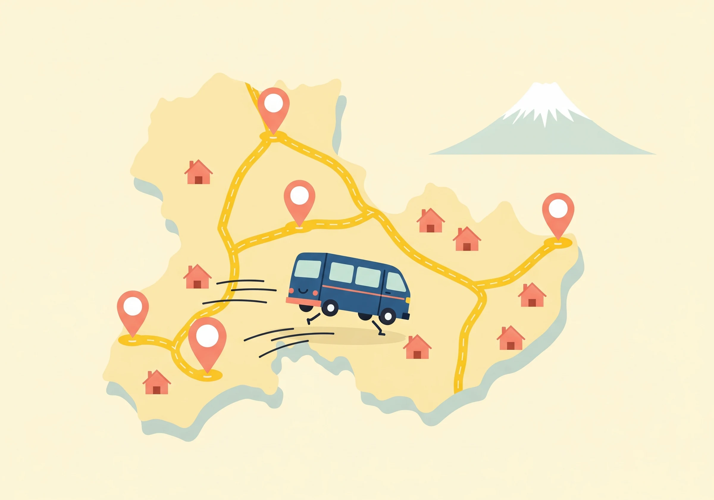 静岡県東部の対応エリアマップイラスト