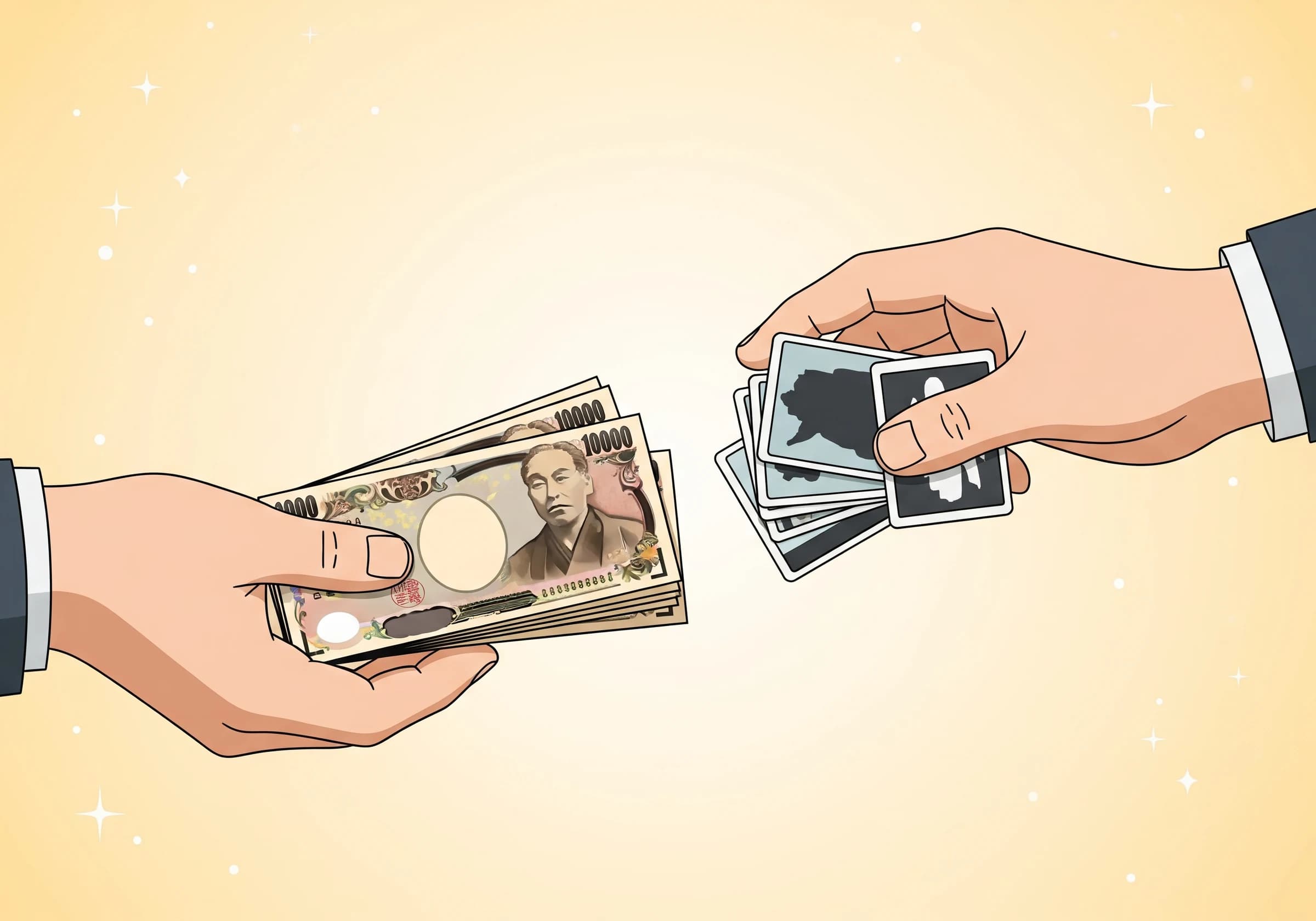 現金引換の握手シーン
